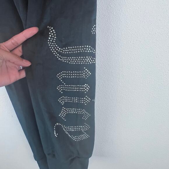 Juicy Couture Two Piece Set Hoodie Top Pants Velour Velvet Black Crystal Soft S - Picture 10 of 12